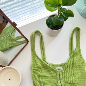 urban outfitters neon green corset crop top